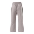 thumbnail image 4 of felwors Women's Linen Capri Pants, High Waist Drawstring with Pockets Grey for Size XL, 4 of 5