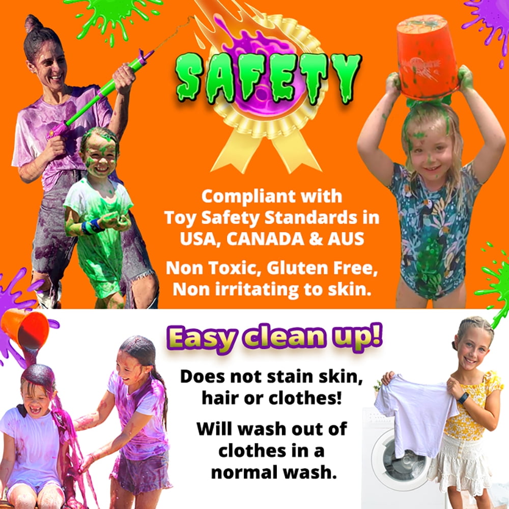 PARTY GOAT Instant Slime Powder for Slime Games & Color Runs, Bulk 4 Color Kit, 40 Gallons