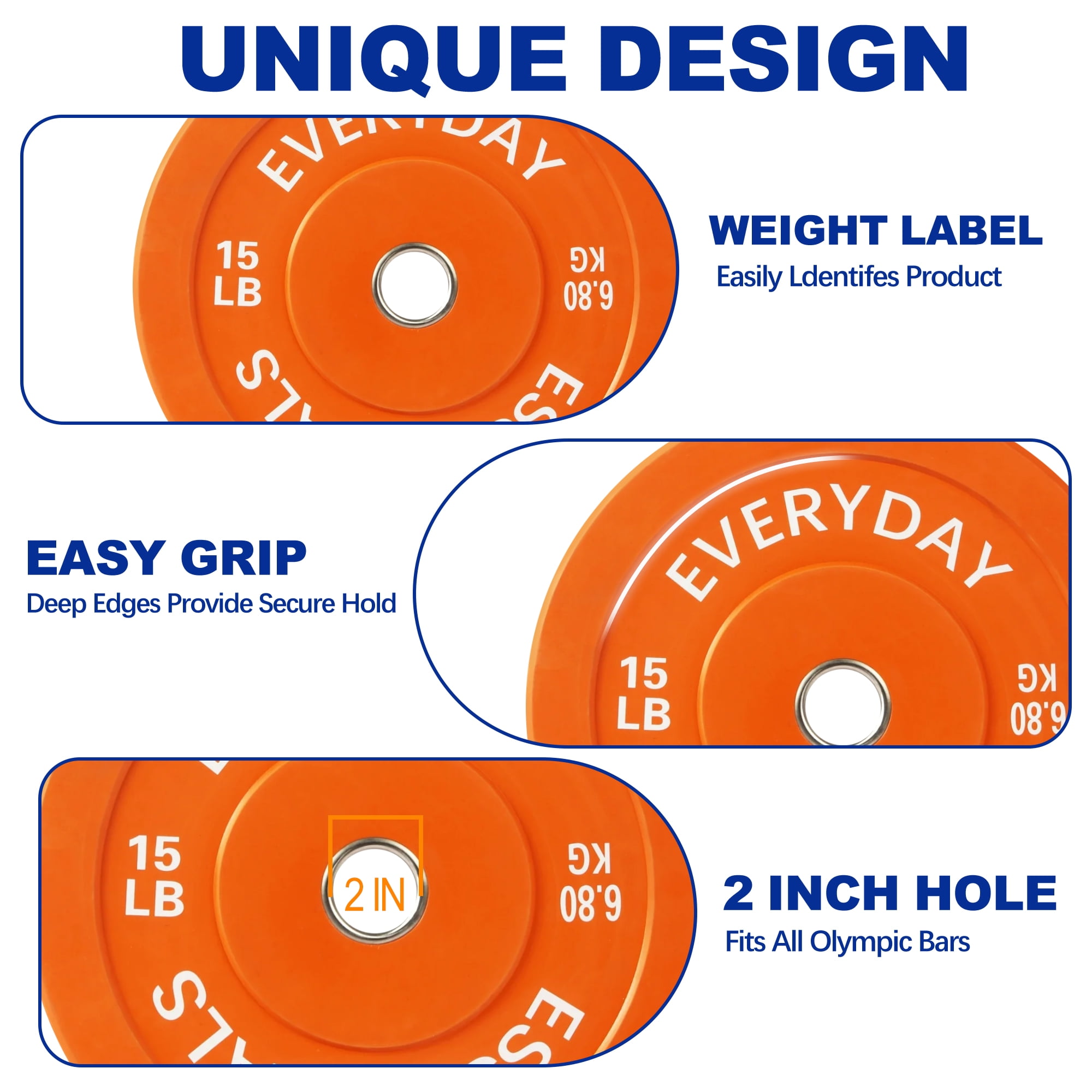 (3 pack) BalanceFrom Bumper Plate with Steel Hub, 100 lb Set Color