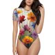 thumbnail image 1 of Balery Colorful Wildflower Meadow Body de cuello redondo de manga corta para mujer Tops de manga corta Tops básicos-Medium, 1 of 7