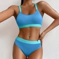 thumbnail image 5 of TOWED22 Womens High Waisted Bikini Sets Sporty Crop Top Color Block Swimwear Scoop Neck Vintage Two Piece Bathing Suits（A,S）, 5 of 8