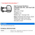 thumbnail image 2 of Right Passenger Side Mirror - Compatible with 1999 - 2007 Ford F-550 Super Duty 2000 2001 2002 2003 2004 2005 2006, 2 of 2