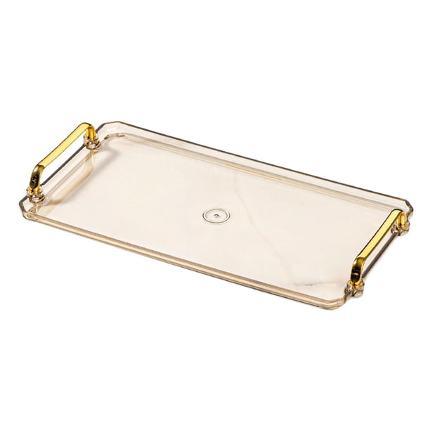 Bandeja de plástico con asas, rectangular, antideslizante, multiusos, para servir en restaurantes. Ámbar L