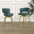 thumbnail image 3 of Miekor Bar Chair Suede Woven Bar Stool Set of 2,Golden legs Barstools Kitchen Island Chairs, Swivel Bar Stools Upholstered Bar Chair Counter Stool Arm Chairs with Back Footrest, (Blue) W4US2047, 3 of 9