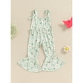 thumbnail image 4 of Bagilaanoe Toddler Baby Girl Summer Jumpsuit Sleeveless Flower Print Romper Overalls 6M 12M 18M 24M 3T 4T Kids Long Flared Pants Summer Clothes, 4 of 7