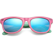 Kids Polarized Sunglasses For Boys Girls Age 2 9, Tpee Rubber Flexible Frame With 100% Uv Blocking Lens Pink Blue Mirror