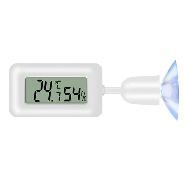 Termómetro higrómetro digital, mini termómetro de temperatura LCD, termómetro, medidor de humedad con luz de fondo para reptiles, viveros, invernaderos, cuartos de bebés, incubadoras (blanco)