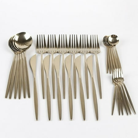 

dosili 30PCs Full Tableware Multicolor Stainless Steel Cutlery Set Fruit Cake Fork Dessert Spoon Knife Set Household Hotel Kitchen Tool