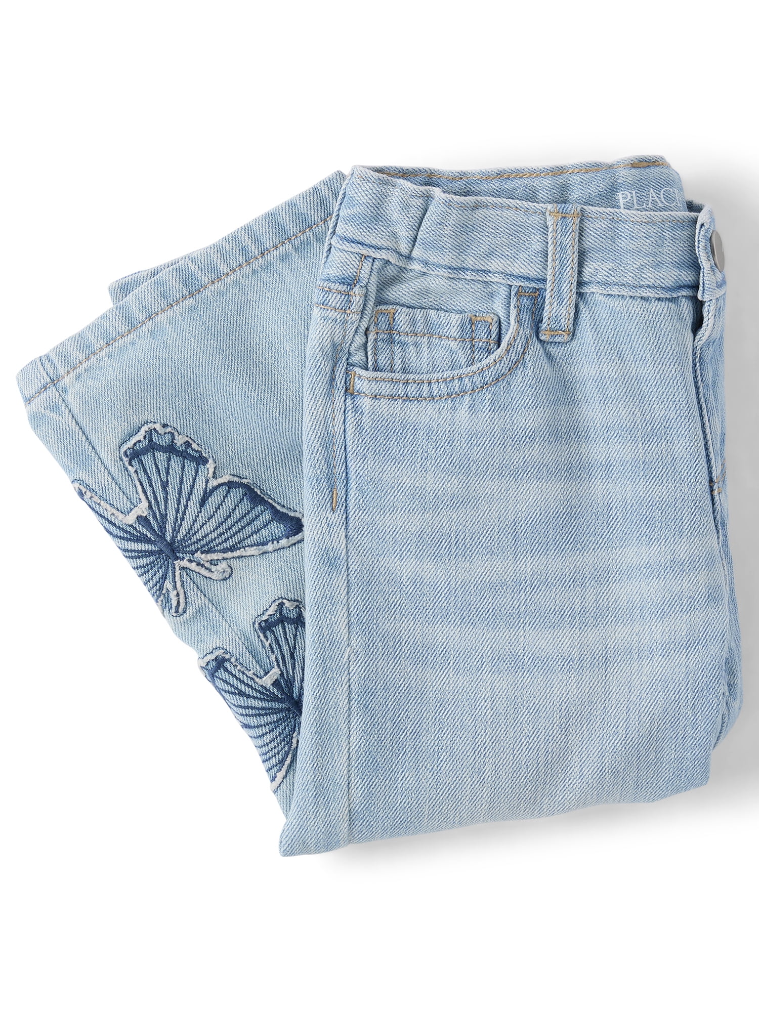 The Children's Place Toddler Girls Applique Butterfly Wide Leg Jeans, Sizes 12M-5T