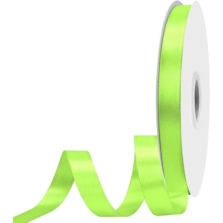 5/8 inch Wide 100 Yards Double Face Lime Green Satin Ribbon Fabric Ribbon for Gift Wrapping Very Suitable for Weddings Decoration Bouquet Balloons Arts Craft Sewing Hair Bow Invitation