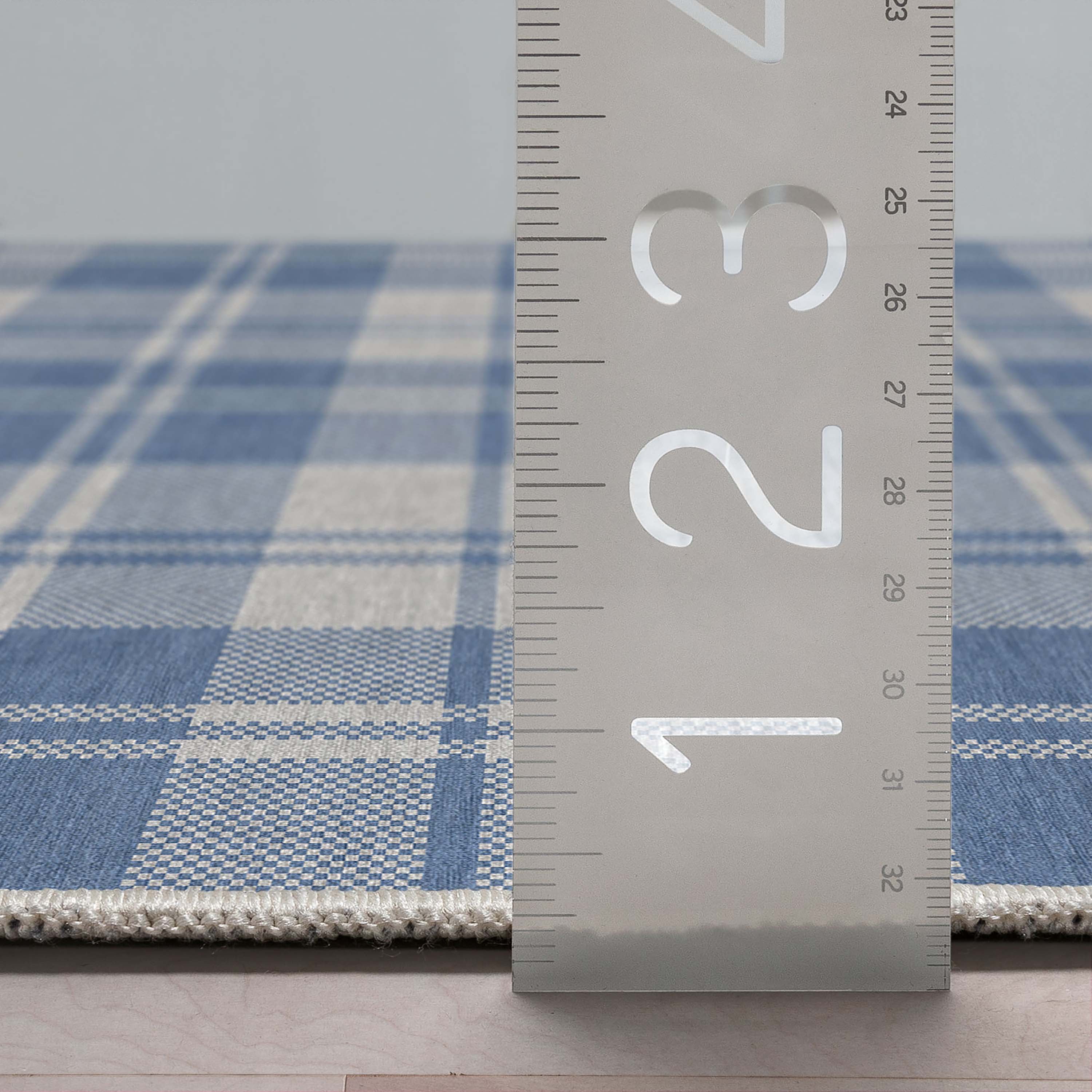Well Woven Apollo Flatwoven Plaid Blue 2'3" x 7'3" Runner Rug