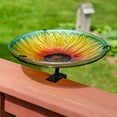 thumbnail image 3 of Sunnydaze Staked or Deck Mount Glass Outdoor Bird Bath Bowl, Blooming Sunflower, 3 of 10