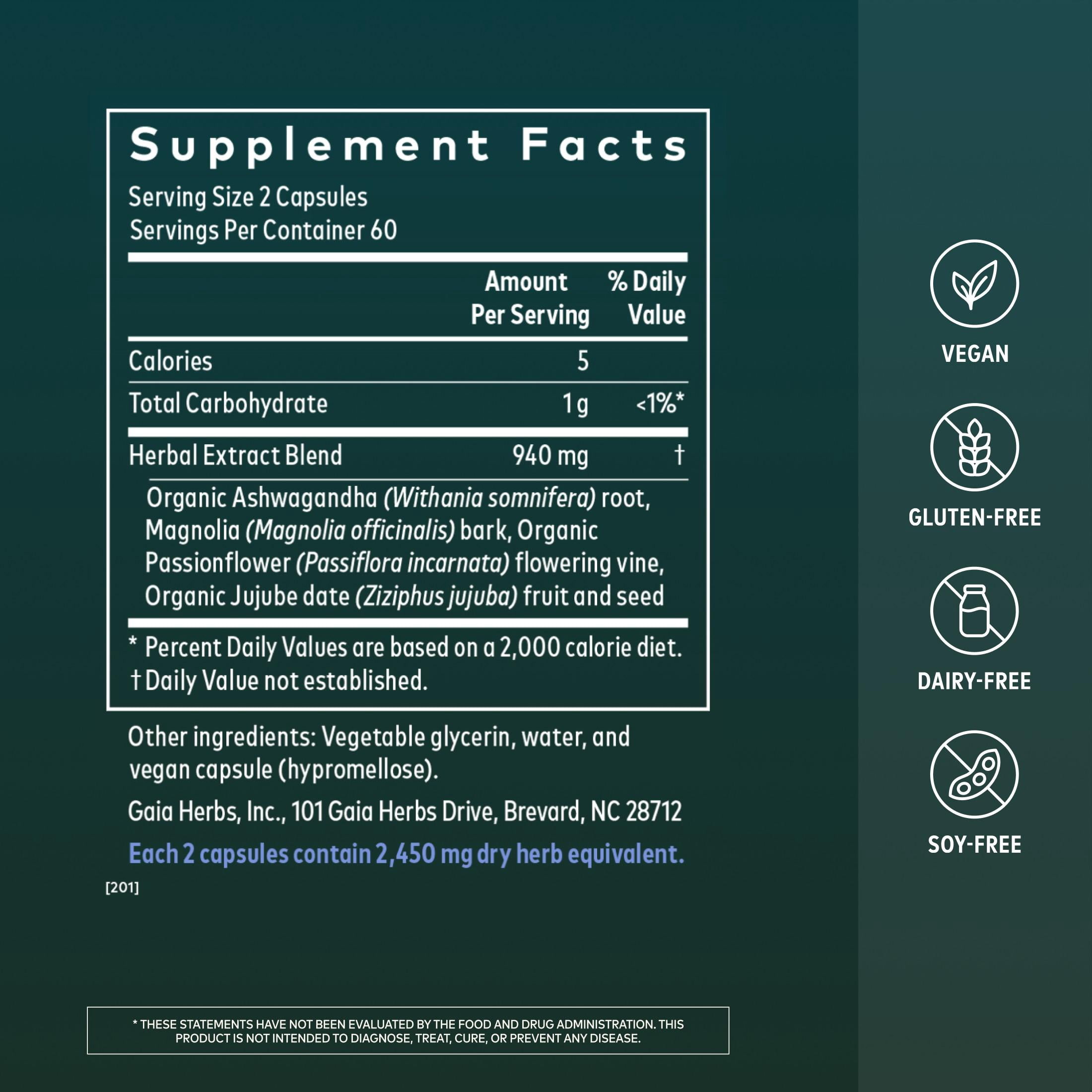 Gaia Herbs SleepThru - Sleep Support Supplement with Ashwagandha Root, Magnolia Bark, Passionflower & Jujube Date* - 120 Vegan Liquid Phyto-Caps (60 Servings)