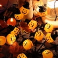 thumbnail image 6 of Halloween Pumpkin String Lights with Witch Hat, 20 LED 16.4FT 8 Modes Timer 3D Waterproof Orange Jack-O-Lantern Battery Operated Flickering Lights for Indoor Outdoor Decor Party Decorations, 6 of 8