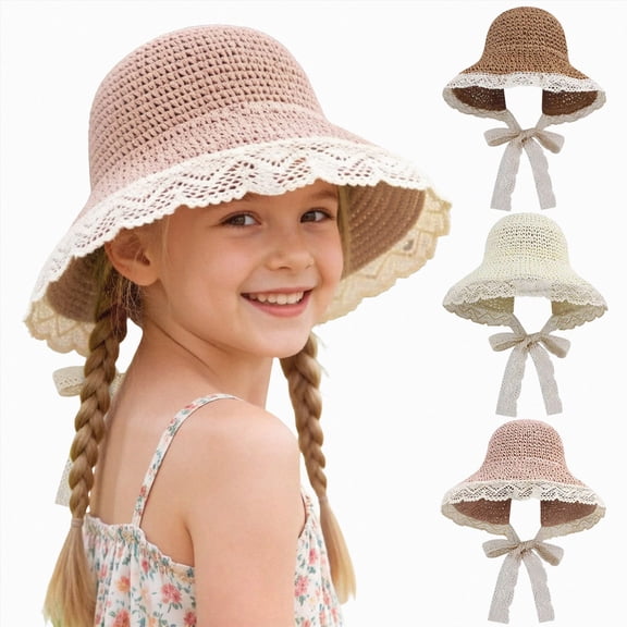 Winter Fall Spring Summer Sun Protection Wide Brim Hat Childrens Woolen Hat Cowboy Hat Head Accessory Solid Color Top Hat Wide Brimmed Hat Jogging Outdoor Activity,2-6 Years
