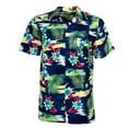 thumbnail image 3 of Men's Shirt Hawaiian Print Style Summer Button Down Beach Short Sleeve T-Shirt, Aqua, S, 3 of 3