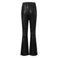 thumbnail image 5 of Pantalones de mujer de cintura alta y pierna ancha - Poliéster, diseño con lentejuelas, cintura alta con lazo, informales para todas las estaciones, 5 of 5