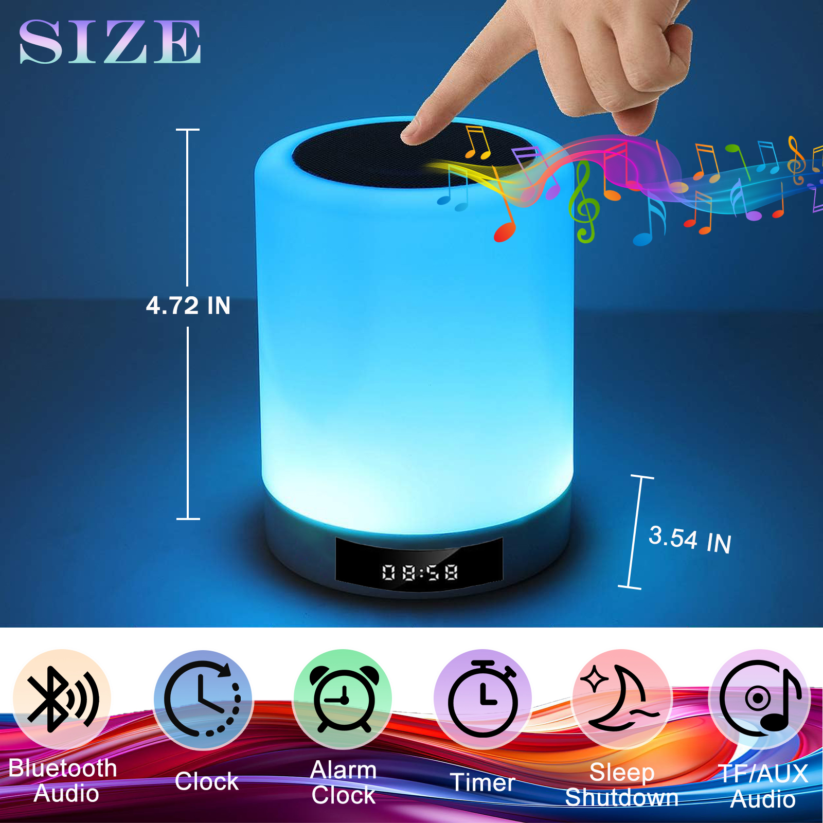 Oazouf M6 Portable Wireless Bluetooth Speaker with Night Light Long Battery Life for Outdoor Indoor