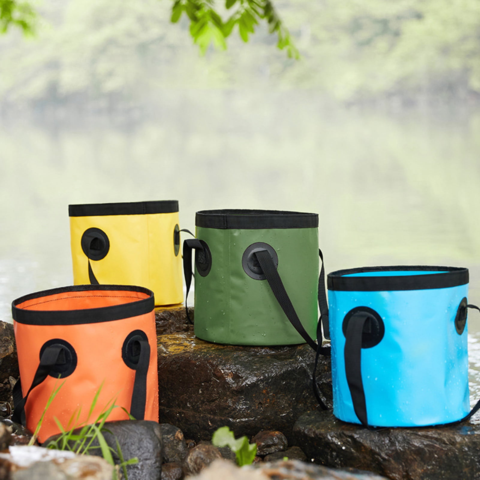 SPRING PARK 10L/20L Collapsible Buckets,Camping Water Storage Container Portable Folding PU