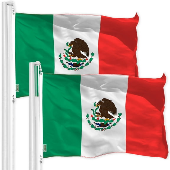 G128 - 2 PACK Mexico Mexican Flag 3x5ft Printed with Brass Grommets on 150D Polyester