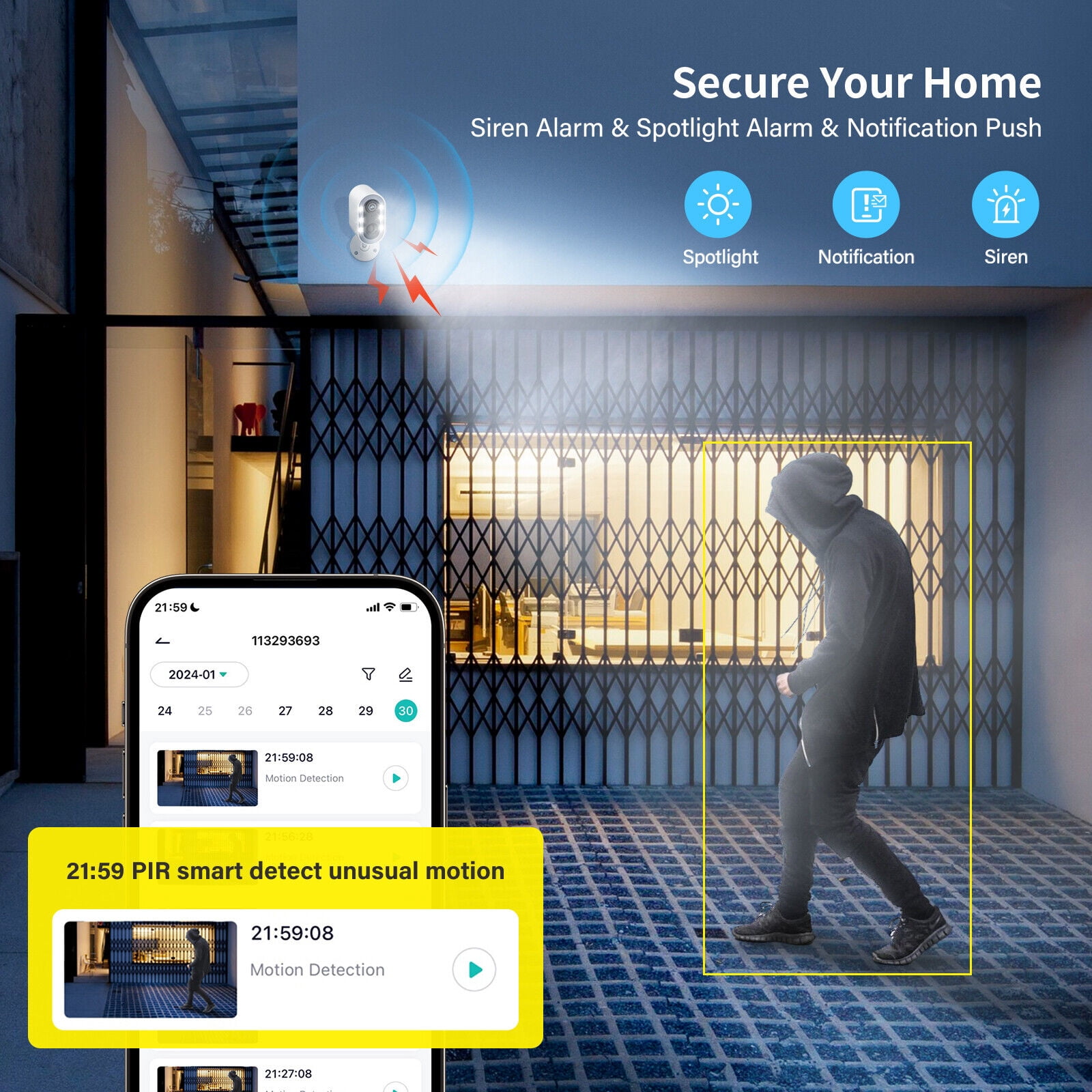 Jennov 2K Security Cameras Wireless Outdoor, 2.4G WiFi Battery Powered with Solar Panel, Motion detection, Night Vision