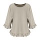 thumbnail image 2 of TaTaai Women's Casual Washed Wrinkle Solid Color Crew Neck 3/4 Sleeve Tops Soft Comfortable Fashion Pullover Blouses Versatile for Daily Home Office Gift, 2 of 5