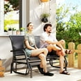 thumbnail image 2 of Outsunny Patio Double Glider Outdoor Steel Sling Fabric Gliding Bench Garden Swing Chair Heavy-Duty Porch Rocker Garden Loveseat Grey, 2 of 10