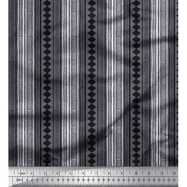 Soimoi Modal Satin Stripe & Losange Bloc Tissu Imprimé par la Cour 42 Pouces de Large