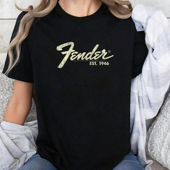 Fender Classic Fender Est. 1946 Short Sleeve T-Shirt Men's And Women's Graphic Tee 100% Cotton by TBun, Full Sizes S-5XL