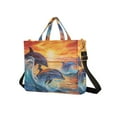 thumbnail image 2 of Dolphins Waves Sunlight Sea Corduroy Tote Bag Handbag Large Messenger Bag Shoulder Crossbody Zipper Bag Purse, 2 of 8