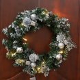 thumbnail image 1 of QUTETN Plastic Decorated Clear Prelit LED String Lights Decors Battery Operated Christmas Wreath  15.7” (Green), 1 of 7
