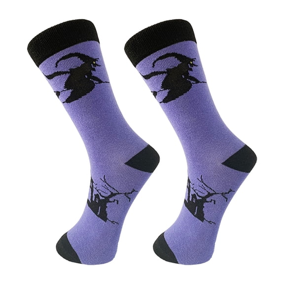 Crew Socks for women Holiday‑themed Cotton Ankle Socks Pilates Socks 3‑Pair Purple