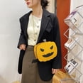 thumbnail image 1 of Bolso de mensajero con cadena en forma de calabaza con purpurina divertida, monedero pequeño para mujer (marrón), 1 of 5