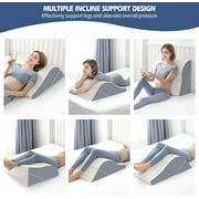2PCS Leg Elevation Wedge Pillows for Sleeping, Leg Wedge Pillow After Knee Replacement Post Surgery, Leg Wedges for Elevation for Swelling, Circulation, Adjustable 3-in-1 Height Foam Pillow Wedge