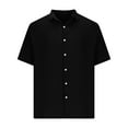 thumbnail image 5 of ZCFZJW Mens Waffle Button Down Shirt Short Sleeve Loose Fit Cuban Summer Beach Plain Tops Trendy Hawaiian Vacation Tees Shirt Black XXXXXL, 5 of 5