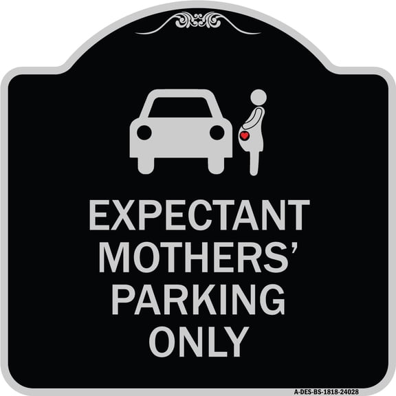 SignMission Designer Series Sign - Expectant Mothers' Parking Only (With Graphic) | Black & Silver 18" X 18" Heavy-Gauge Aluminum Architectural Sign | Made in the USA