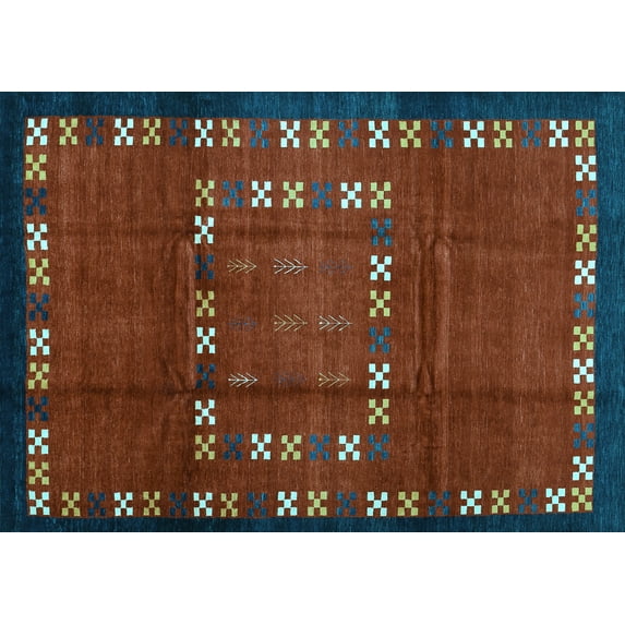 Ahgly Company Indoor Rectangle Abstract Light Blue Contemporary Area Rugs, 8' x 12'