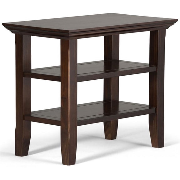 Acadian 14 inch Wide Solid Wood Transitional Narrow Side Table in Brunette Brown