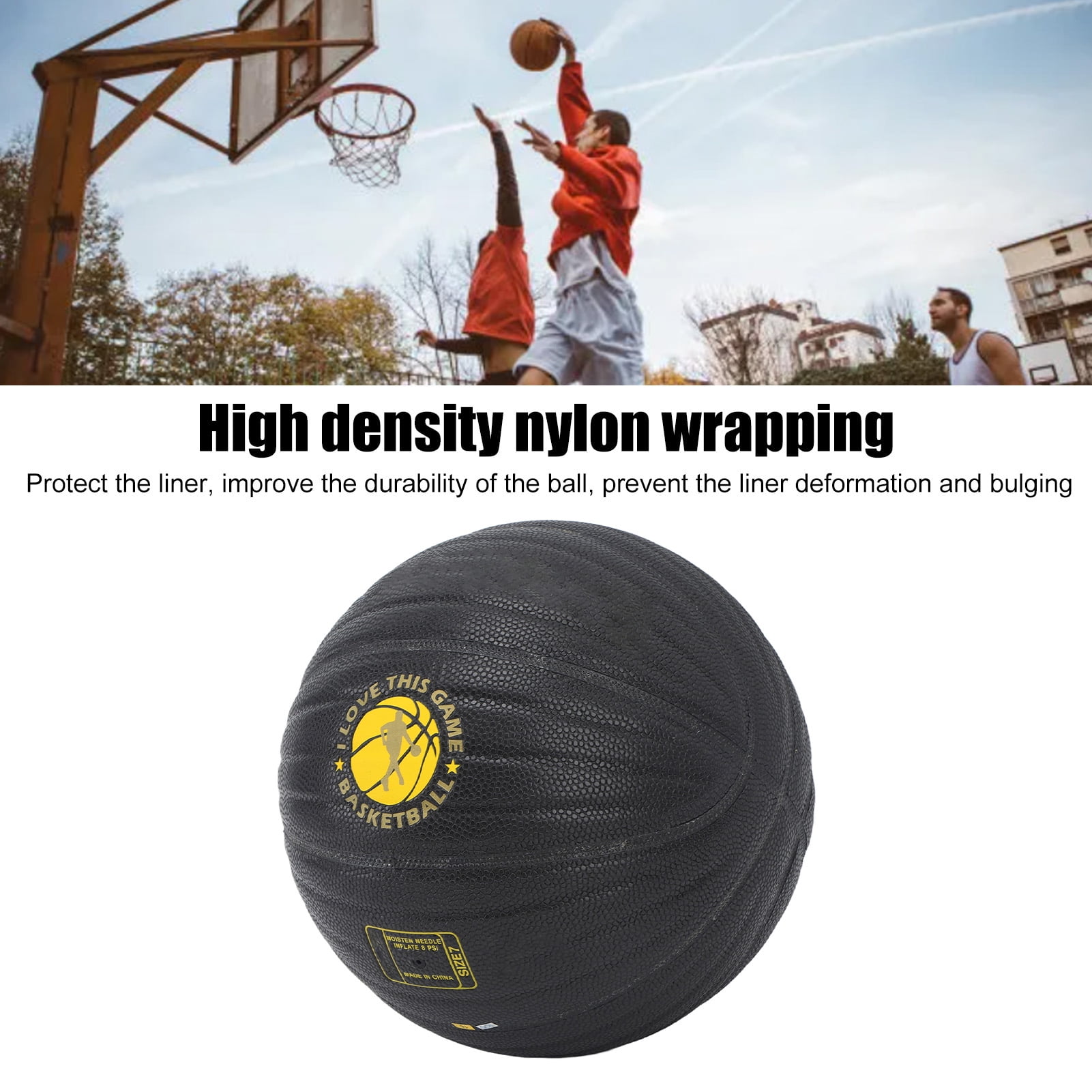 YAHHU Weighted Training Basketball Size 7 (29.5 inches / 75 cm) PU Leather Heavy Trainer Basketball for Men Women Pro Practice Yellow Word 2.8 lbs / 1.3 kg