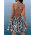 thumbnail image 4 of Women'S Summer Ditsy Floral Backless Back Tie Back Sleeveless Mini Dress Black S, 4 of 7