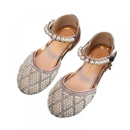 

SYNPOS Baby Girls Sandals Summer Bling Pearl Crystal Princess Dress Shoes for Big/Little Kid