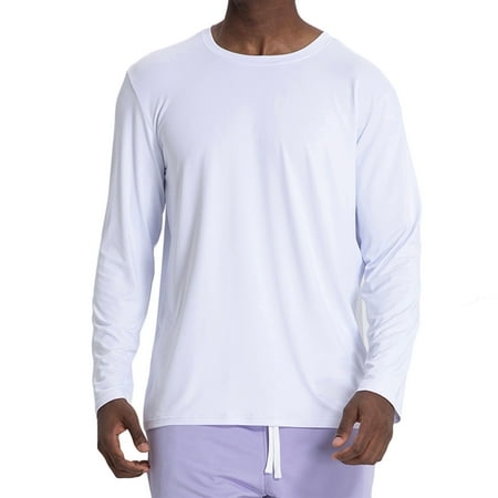 YLSDL Men s Long Sleeve Round Neck Tee Shirts Sports Running Workout Quick Dry T-Shirts Gym Fitness Athletic Tops Base Layer Compression Shirts White M
