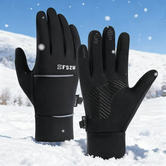 Xdegoge Winter Gloves for Men Touch Screen Cold Weather Warm Glove Fleece Lined Thermal Waterproof Clothing Accessories with Non-Slip Strips for Running Driving Hiking