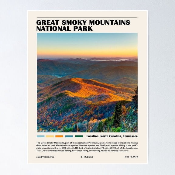 Great Smoky Mountains national park UNFRAMED Poster, 8x12