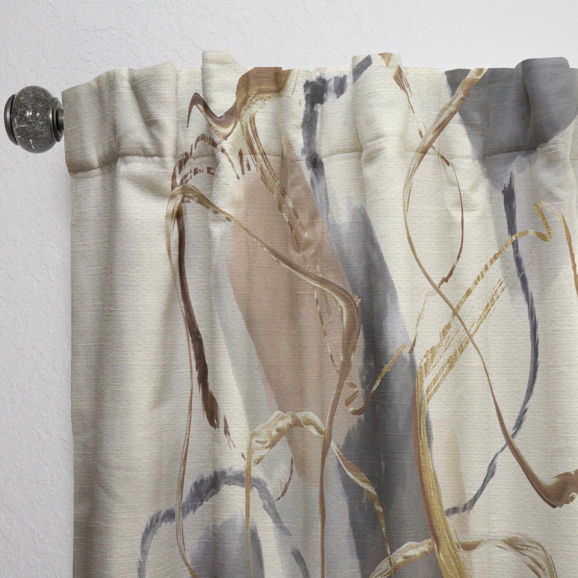 Designart 'Abstract Gold Glam Squares VIII' Glam Curtain Panel