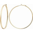 thumbnail image 7 of 3 Pairs Brass Hoop Earrings for Women Ring Real 14K Gold Plated 60x3mm, 7 of 7
