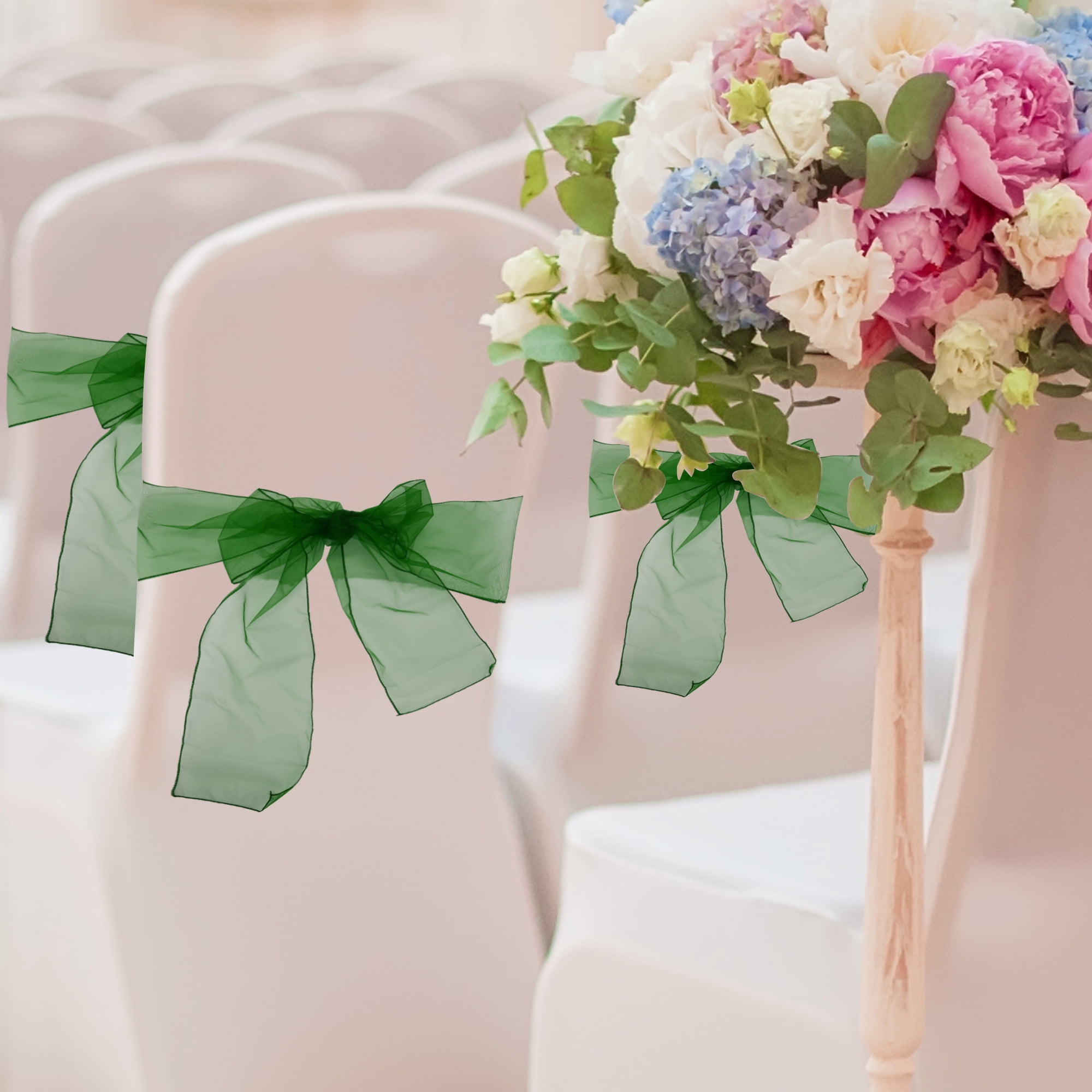Unique Bargains 20 Pcs Organza Chair Sashes Self Tie Chair Ribbons for Events