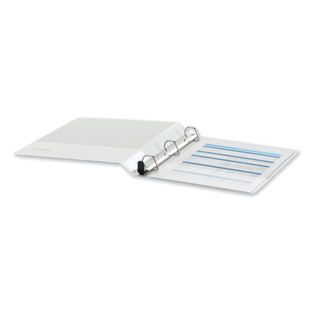 (2 pack) Universal Comfort Grip Deluxe Plus 1" 3-Ring View Binders D-Ring White with Transparent Cover