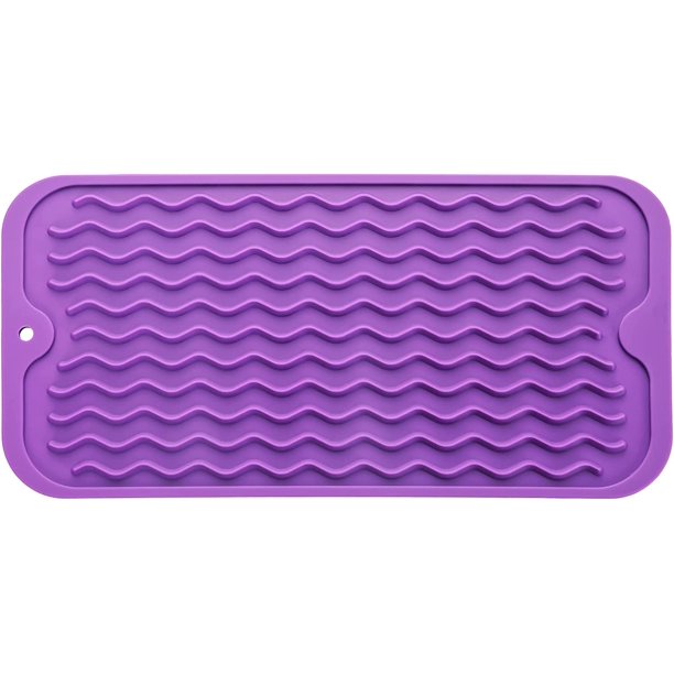 MicoYang Tapete de silicona para secar platos para uso múltiple, fácil de limpiar, ecológico, tapete de silicona resistente al calor para encimera o fregadero de cocina, refrigerador o revestimiento d