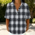 thumbnail image 2 of Guluxicc Polo Shirts for Women 3/4 Sleeve Plaid Trendy Tops Summer V Neck T Shirts Fashion Clothing, 2 of 7